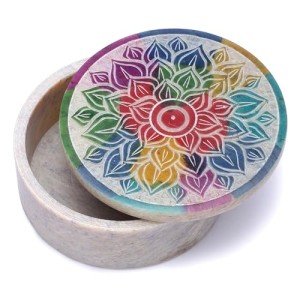 Small Round Mandala Soapstone Decorative Box