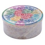 Small Round Mandala Soapstone Decorative Box