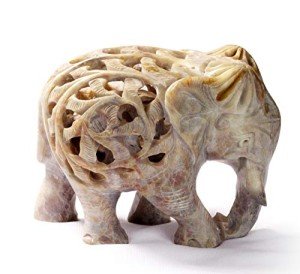 5" Handmade Soapstone Elephant with Baby