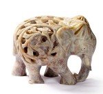 5" Handmade Soapstone Elephant with Baby