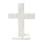 Standing Cross Soapstone Carving - Creamy Natural Stone