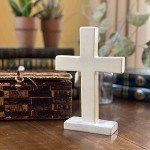 Standing Cross Soapstone Carving - Creamy Natural Stone