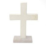 Standing Cross Soapstone Carving - Creamy Natural Stone