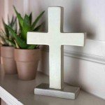 Standing Cross Soapstone Carving - Creamy Natural Stone
