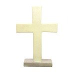 Standing Cross Soapstone Carving - Creamy Natural Stone