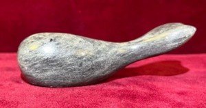 Original Inuit Carved Green Soapstone Walrus Sculpture
