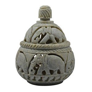 Soapstone Elephant Tea Light Holder and Potpourri Box