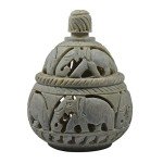 Soapstone Elephant Tea Light Holder and Potpourri Box