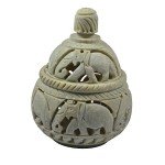 Soapstone Elephant Tea Light Holder and Potpourri Box