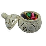 Soapstone Elephant Tea Light Holder and Potpourri Box