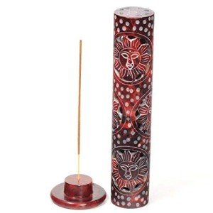 Red Soapstone Sun Incense Burner Tower, 10.5