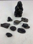 Hand Carved Soapstone Wolf Sculptures - Set of 9