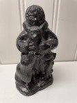 Hand Carved Soapstone Wolf Sculptures - Set of 9