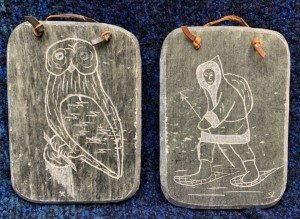 Inuit Soapstone Carvings by Dimu - Set of 2