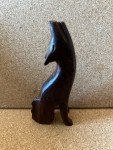 Dark Wood Hand Carved 4" Wolf Figurine