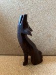 Dark Wood Hand Carved 4" Wolf Figurine