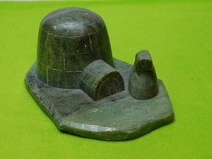Dimu 7" Soapstone Igloo and Owl Carving