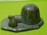 Dimu 7" Soapstone Igloo and Owl Carving