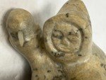 Inuit Soapstone Sculpture: Seal Hunting Ice Fishing