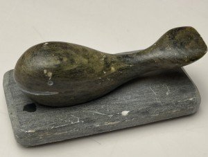 Inuit Soapstone Whale Carving on Base - 4