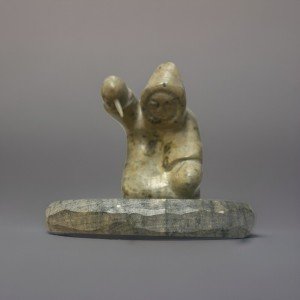Inuit Soapstone Carving: Seal Ice Fishing Scene