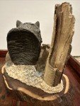 Wolf Sculpture on Wooden Base - 1993 Vintage