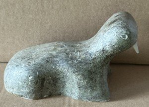 Signed Soapstone Walrus Seal Animal Sculpture