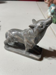 Handmade Soapstone Wolf Carving Figurine