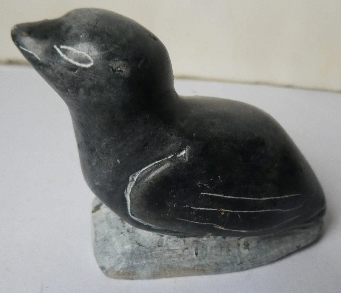 Inuit Soapstone Seal on Rock Carving