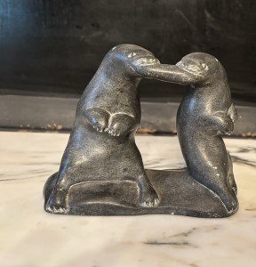Inuit Soapstone Seals Sculpture – Artist Signed