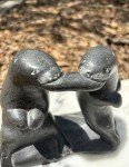 Inuit Soapstone Seals Sculpture – Artist Signed