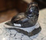 Large Vintage Soapstone Eskimo Carving on Base