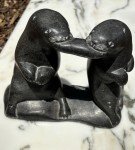 Inuit Soapstone Seals Sculpture – Artist Signed
