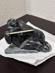 Hand-Carved Soapstone Inuit Eskimo and Seal Sculpture