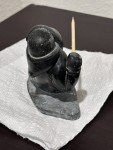 Hand-Carved Soapstone Inuit Eskimo and Seal Sculpture