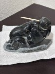 Hand-Carved Soapstone Inuit Eskimo and Seal Sculpture