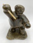 Inuit Soapstone Hunter Sculpture with Faceted Spear