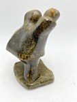 Inuit Soapstone Hunter Sculpture with Faceted Spear