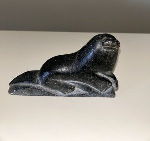 Inuit Soapstone Carved Otter Figurine - 5