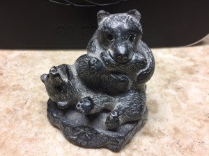 Al Wolf Signed Soapstone Bear Sculpture, 3" Tall
