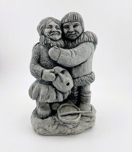 Alaska Soapstone Eskimo Embrace Carving Statue