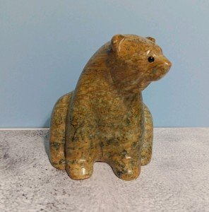 Inuit Artist Signed Soapstone Bear Carving 3.5"x3