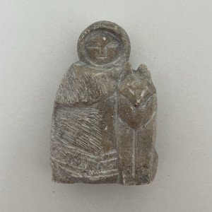 Inuit Soapstone Carving with Wolf Design
