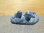 Al Wolf Soapstone Carving: Two Seals on Rock