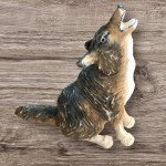 Handmade Soapstone Howling Wolf Sculpture with Glass Eyes