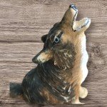 Handmade Soapstone Howling Wolf Sculpture with Glass Eyes