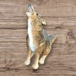 Handmade Soapstone Howling Wolf Sculpture with Glass Eyes