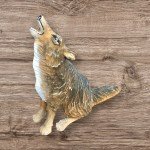 Handmade Soapstone Howling Wolf Sculpture with Glass Eyes
