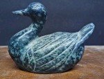 Inuit Black Soapstone Duck Bird Carving 4.5