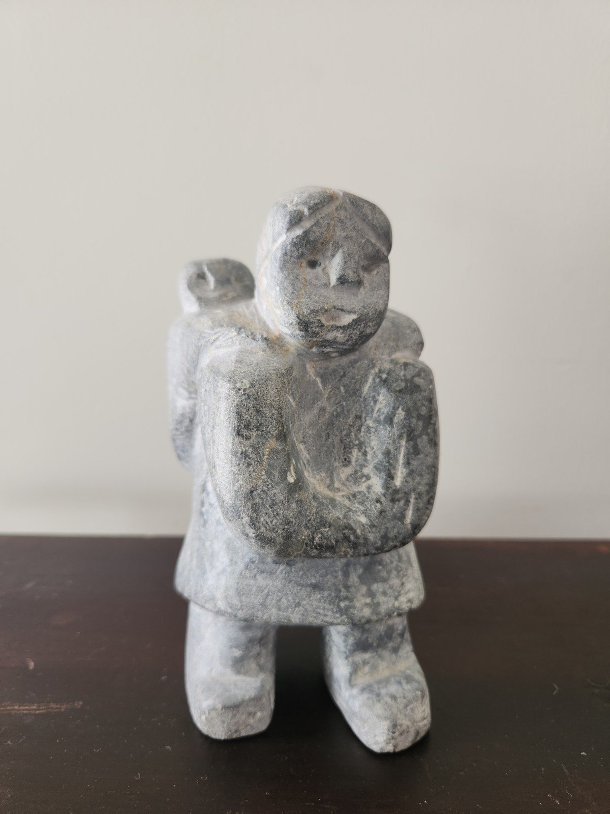 Inuit Soapstone Mother and Child Sculpture
